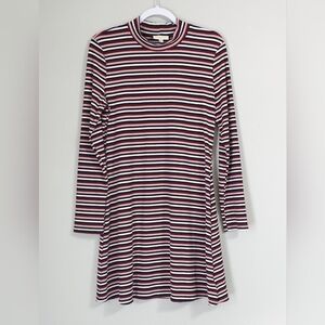 Modcloth Striped Long Sleeve Dress in Burgundy and Black